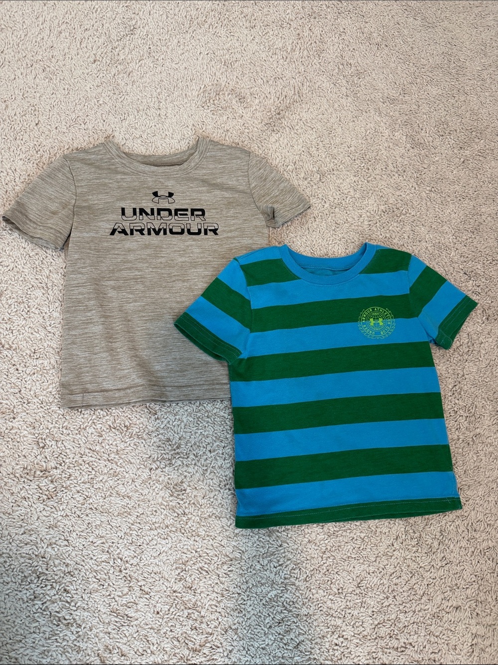 Under Armour Tech Tee and Blue and Green Striped Short Sleeve Shirt 3T